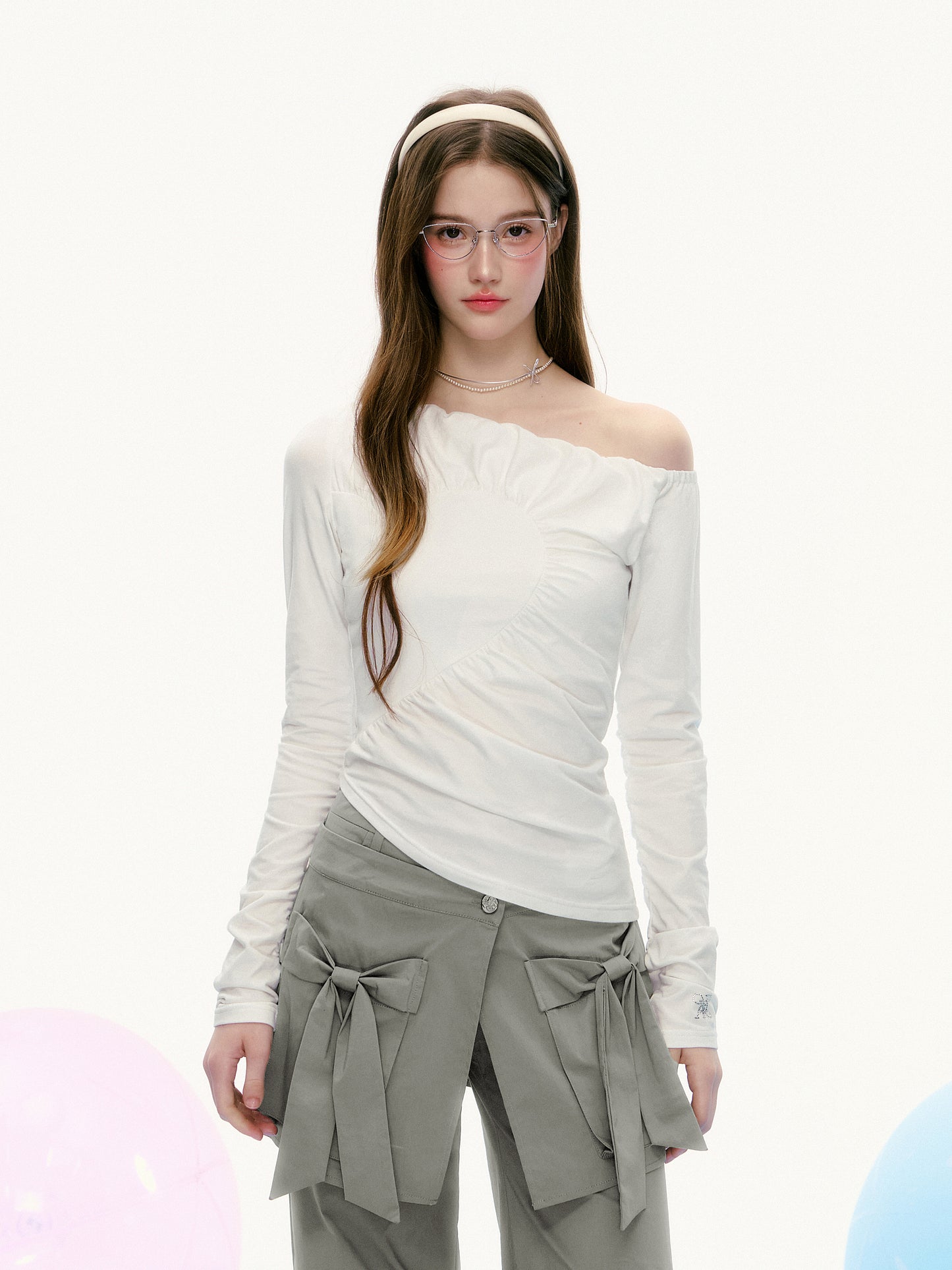 Asymmetrical One-Shoulder Ruched Top