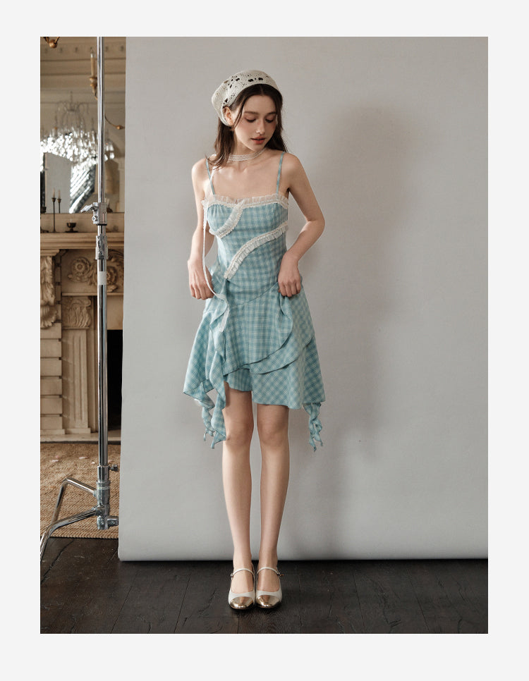 Asymmetrical Plaid Ruffle Cami Dress & Bootcut Jeans