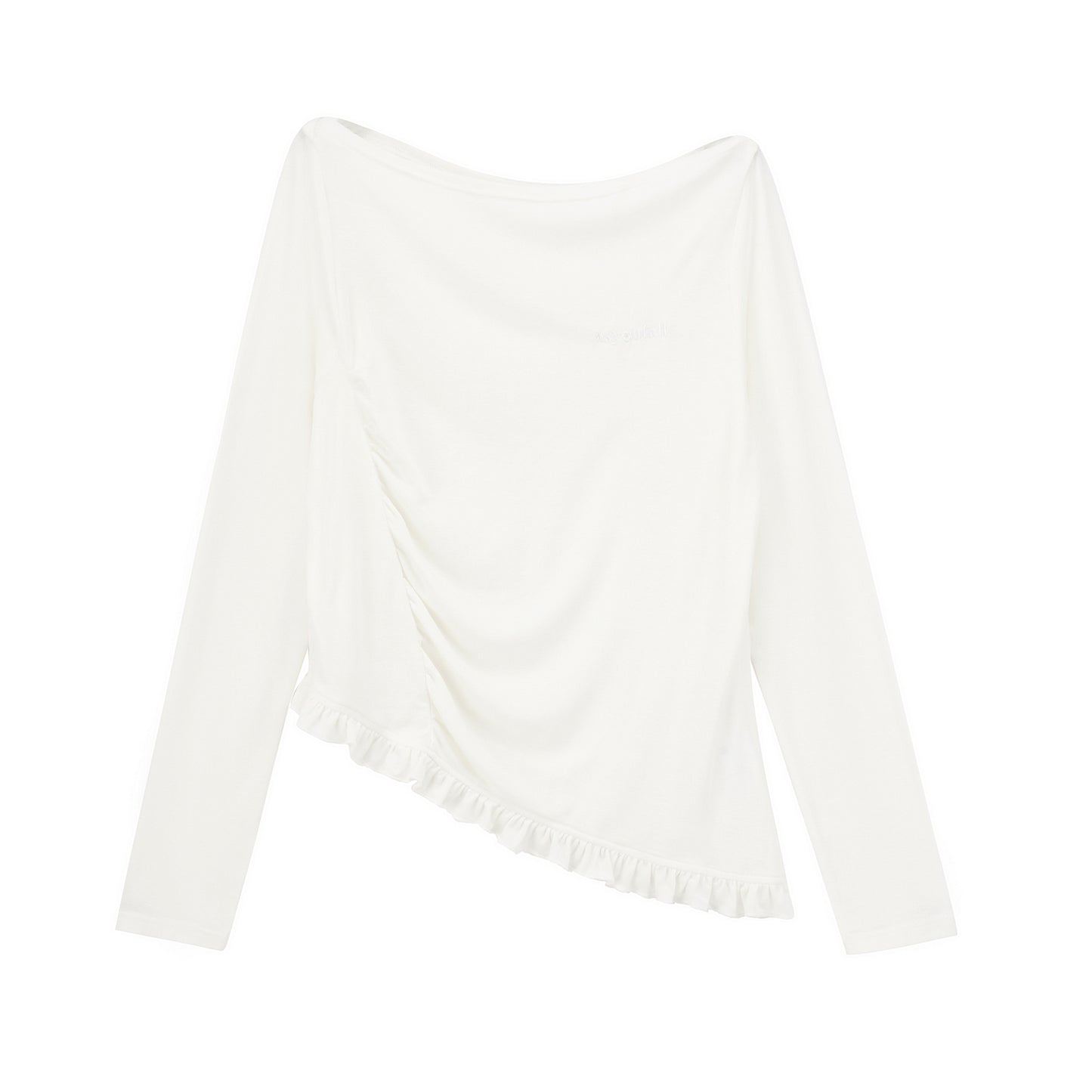 Asymmetric Off-Shoulder Sheer Draped Top