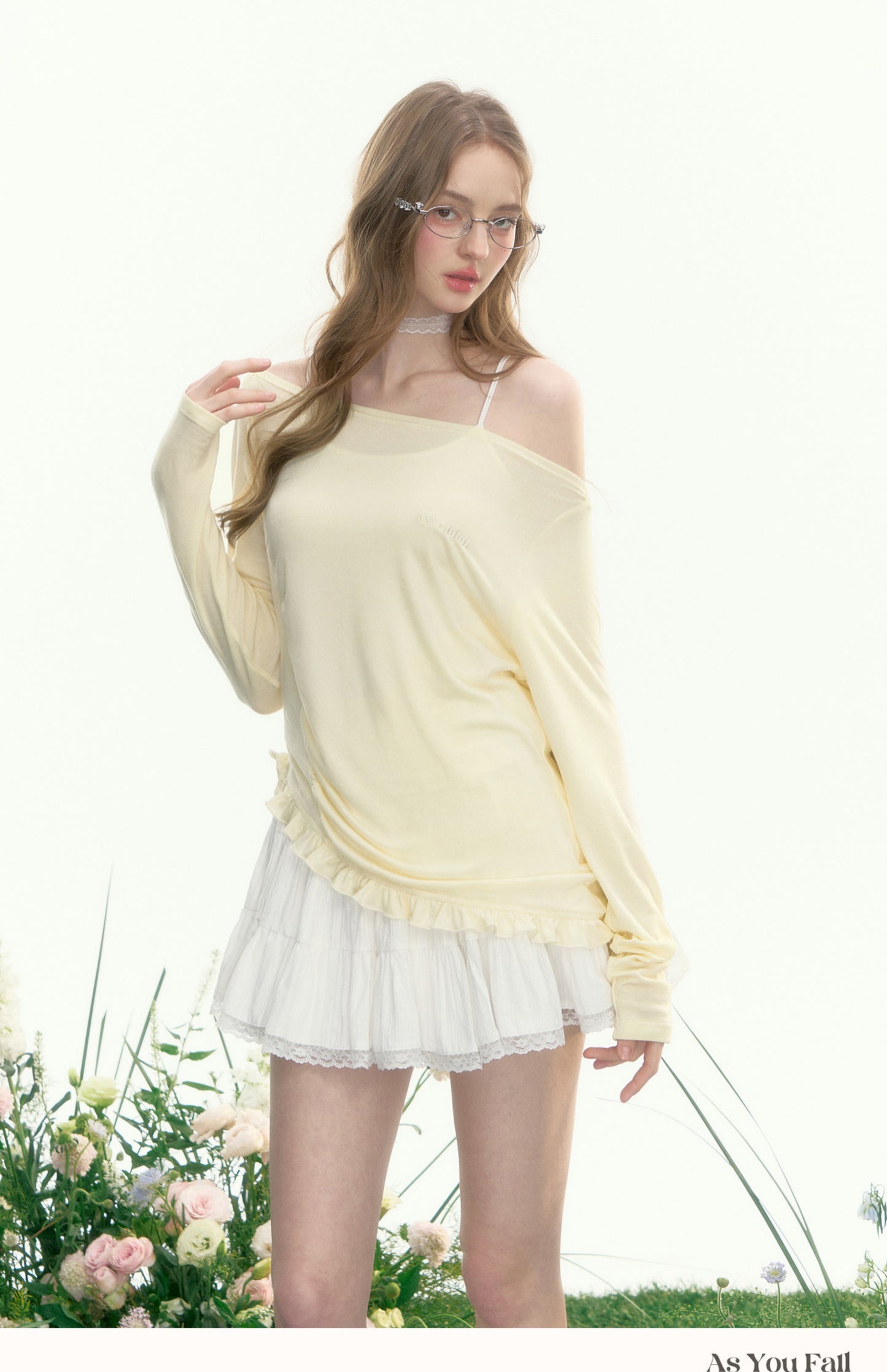 Asymmetric Off-Shoulder Sheer Draped Top