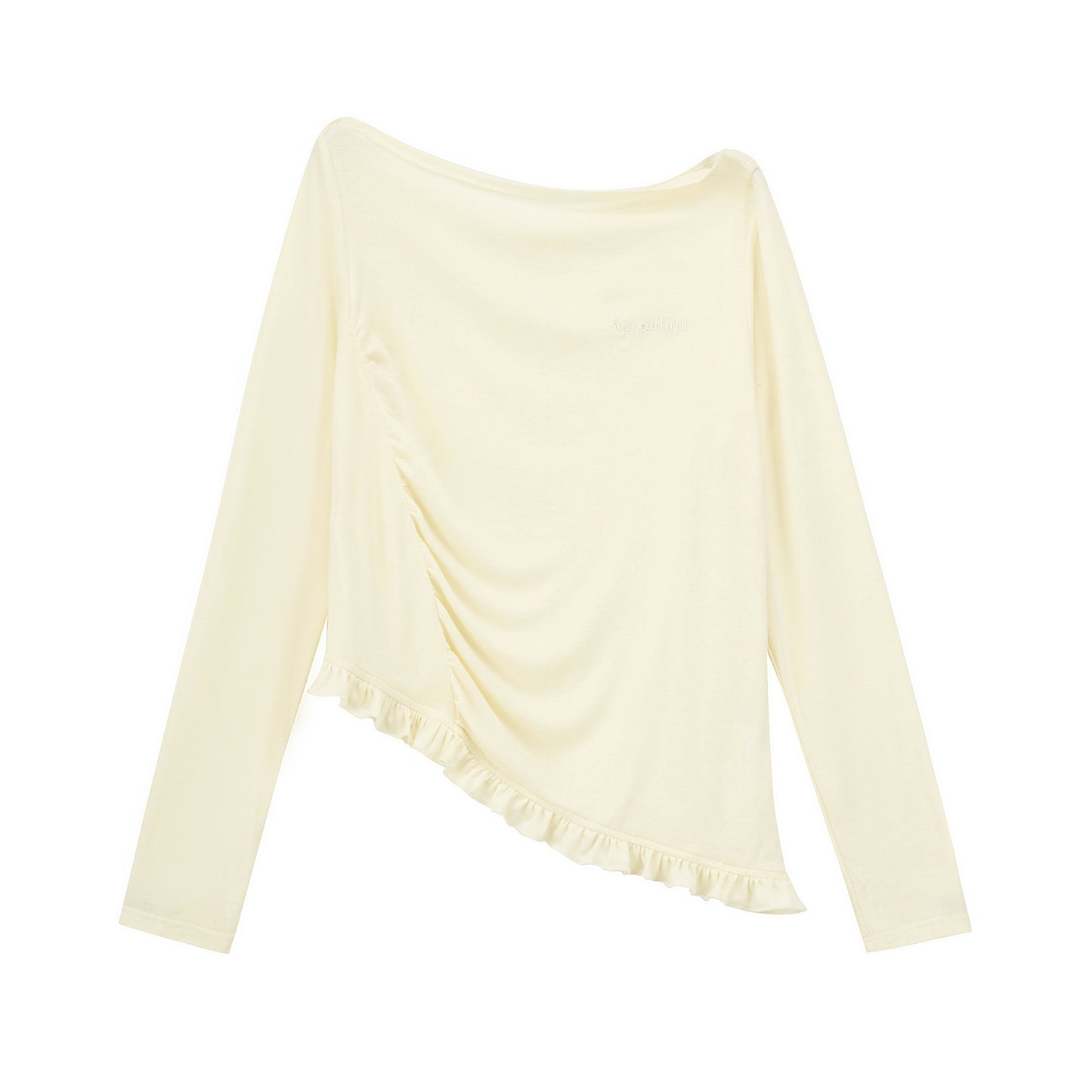 Asymmetric Off-Shoulder Sheer Draped Top