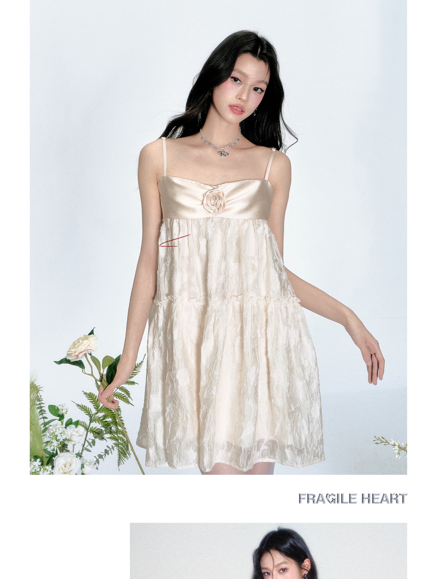 Strapped Jacquard Satin Lace Dress