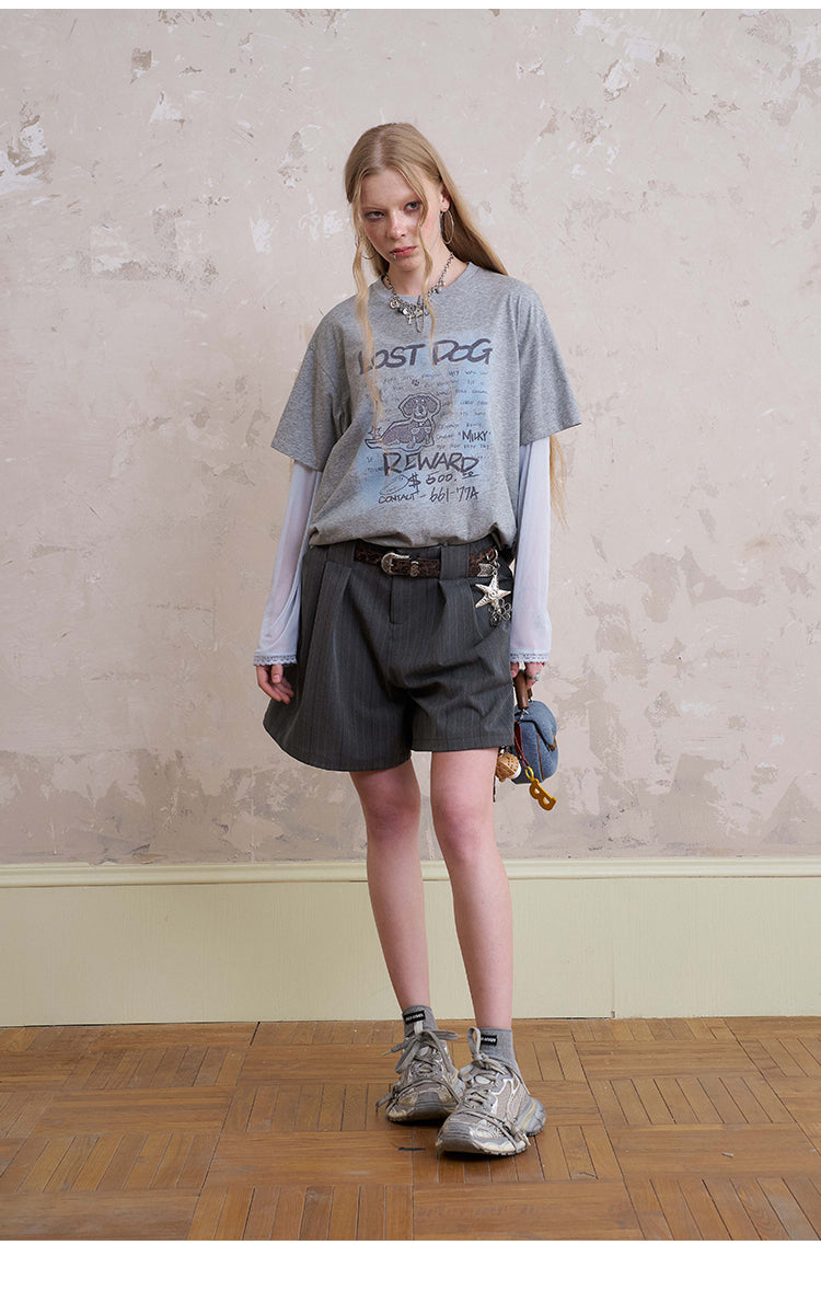 Dog Graphic Print Layered-Look T-Shirt