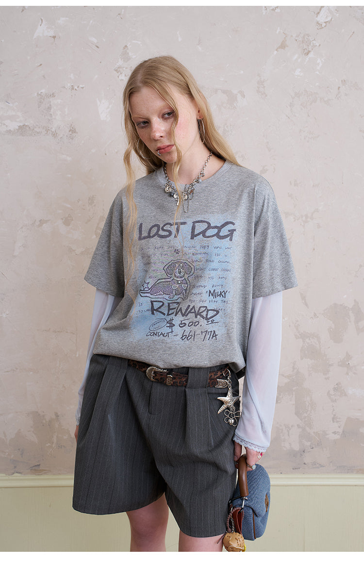 Dog Graphic Print Layered-Look T-Shirt