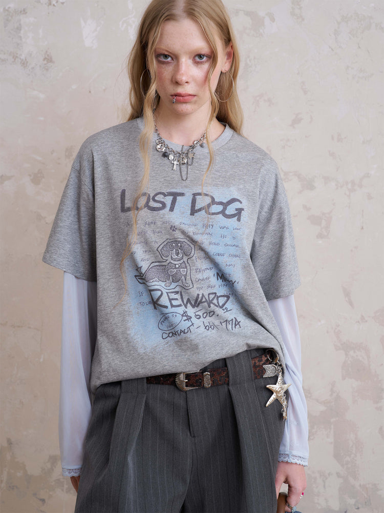 Dog Graphic Print Layered-Look T-Shirt