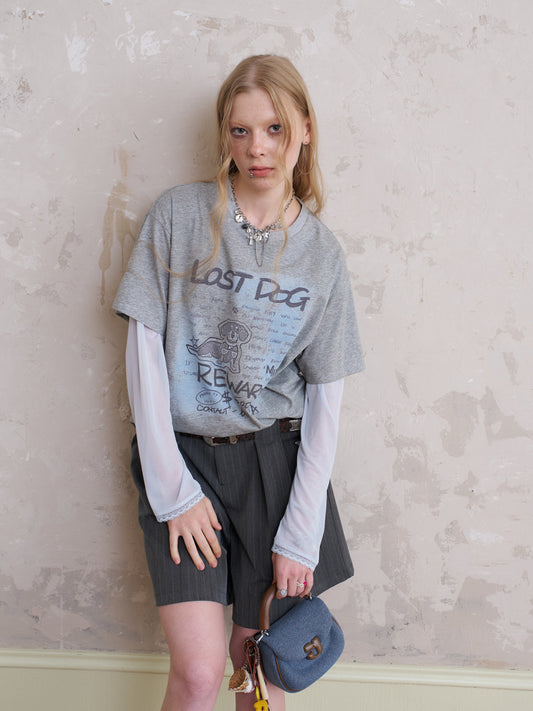 Dog Graphic Print Layered-Look T-Shirt