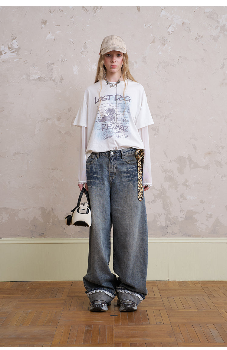 Dog Graphic Print Layered-Look T-Shirt