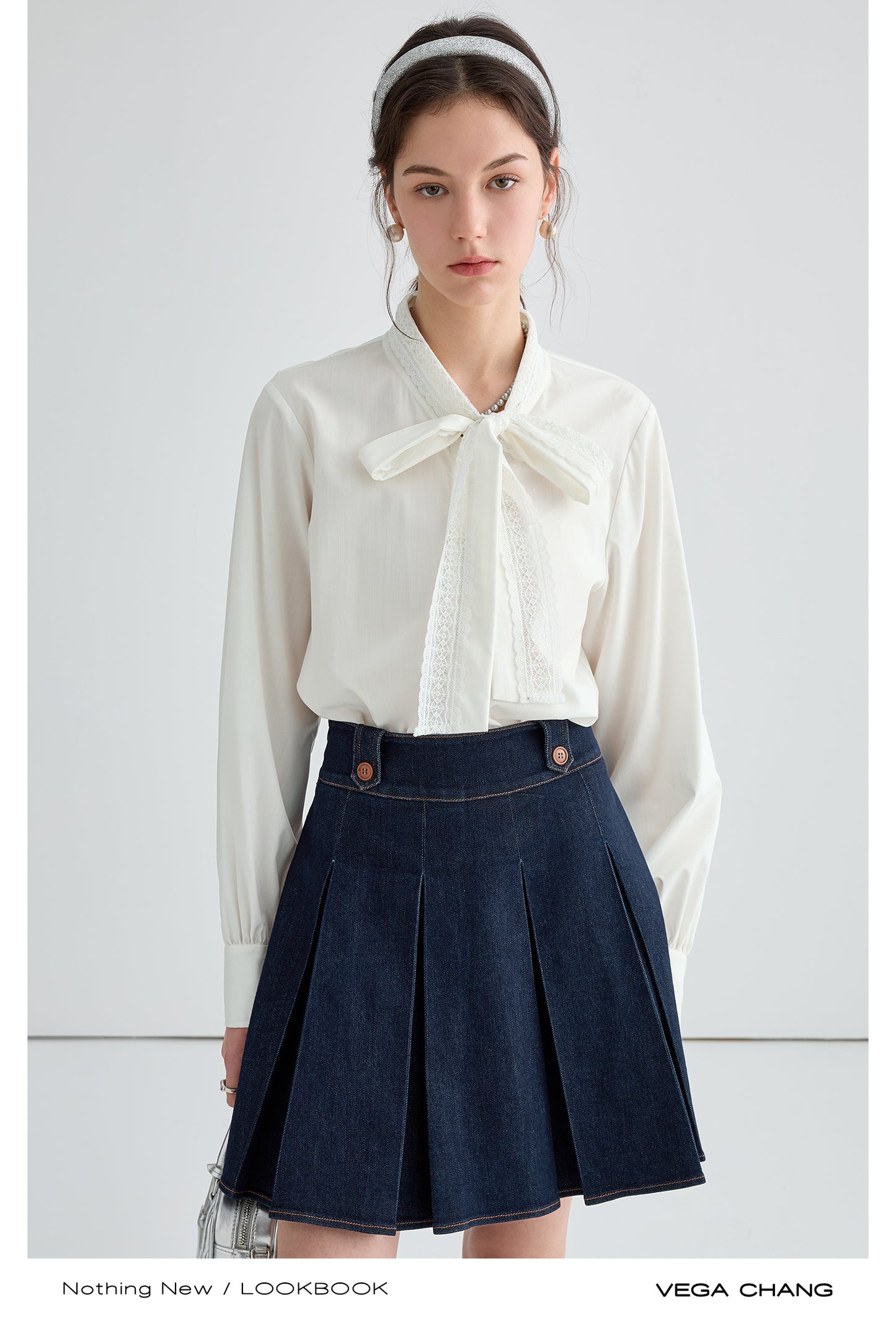 Elegant Lace Tie-Neck Blouse