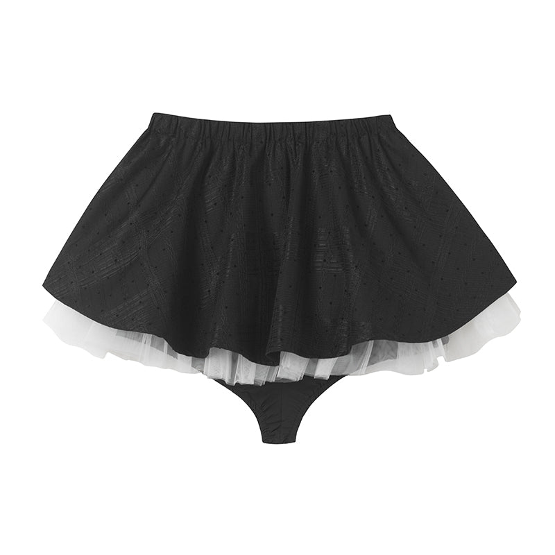Peter Pan Collar Blouse And Skirt With Insert Shorts