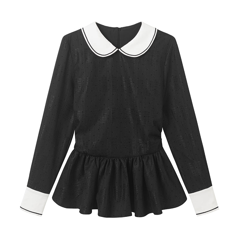 Peter Pan Collar Blouse And Skirt With Insert Shorts