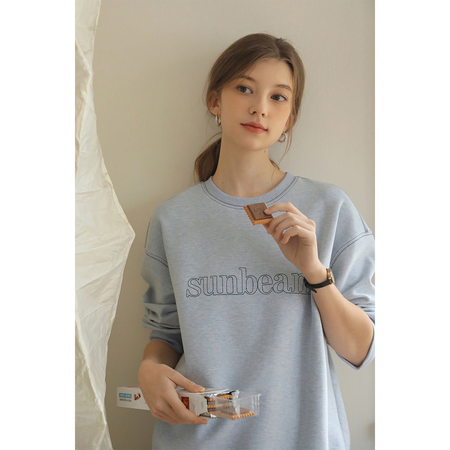 Embroidered Sweatshirt With Contrast Stitching