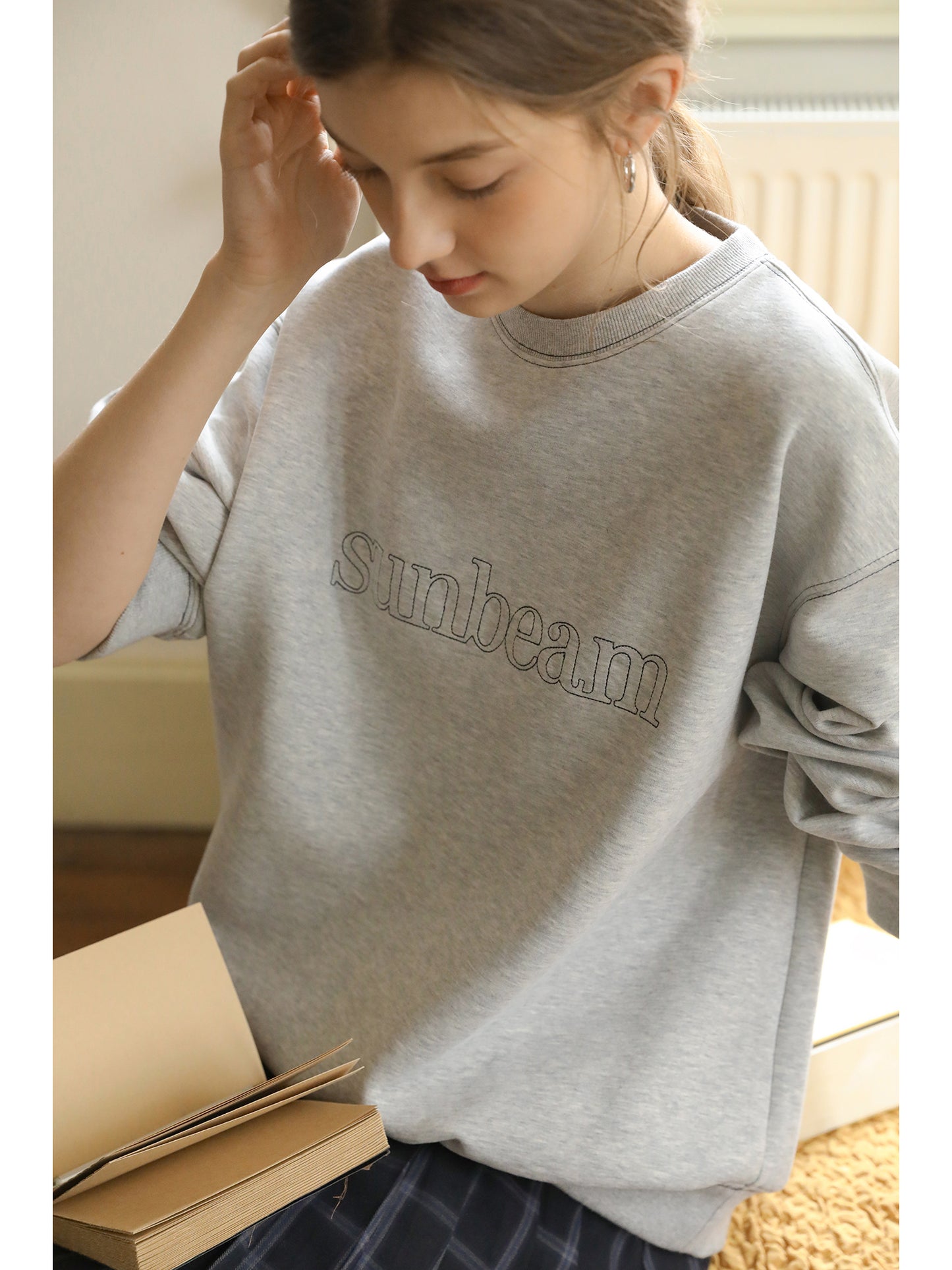 Embroidered Sweatshirt With Contrast Stitching
