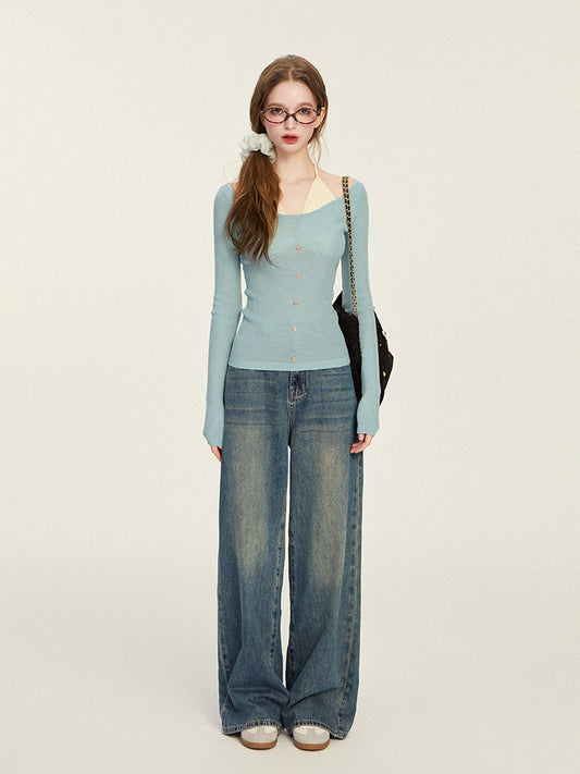 Two-In-One Sheer Knit Halter Top