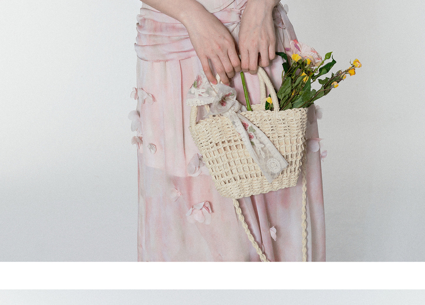 Gradient Floral Flutter-Sleeve Top & Sheer Maxi Skirt