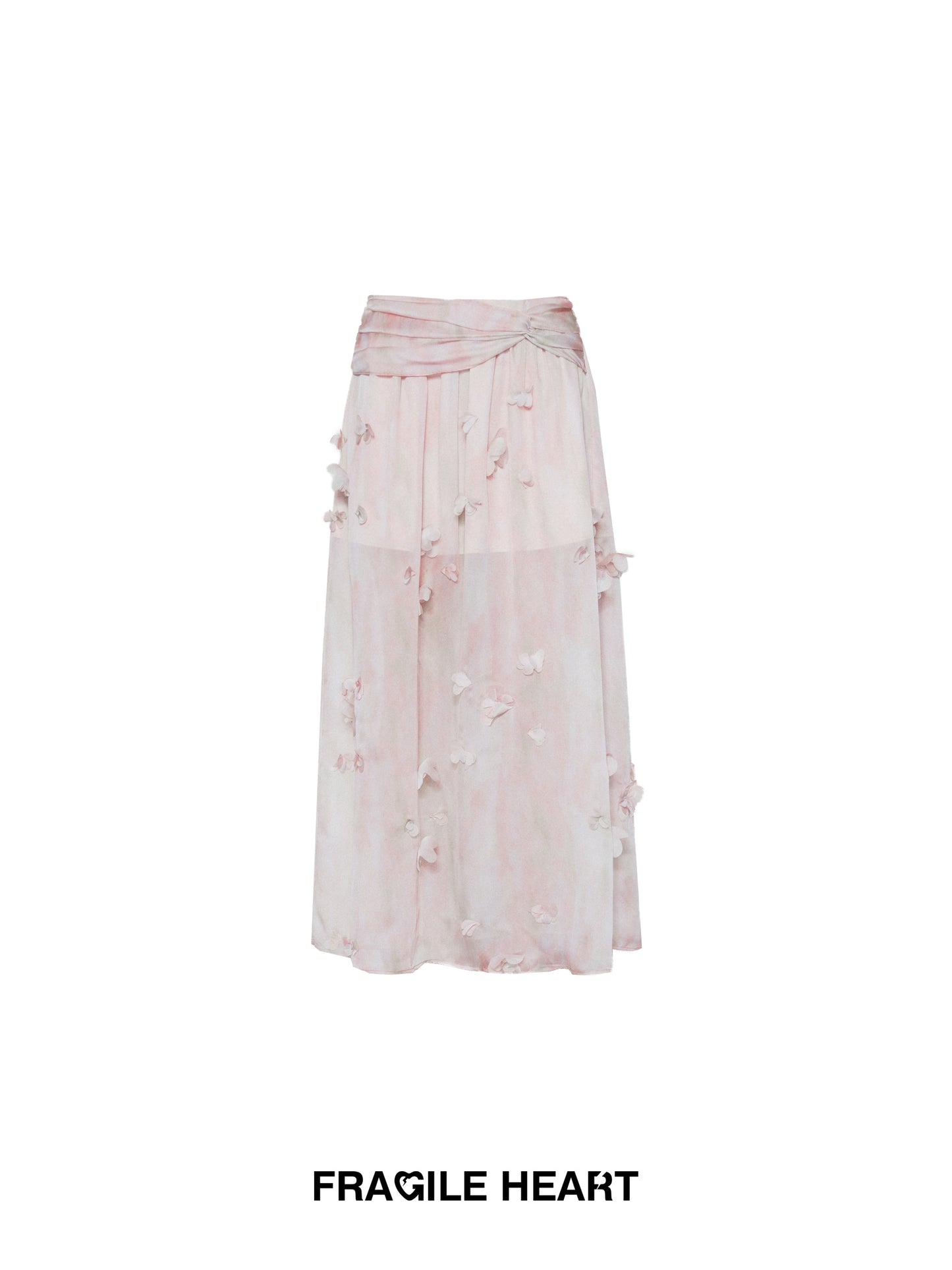 Gradient Floral Flutter-Sleeve Top & Sheer Maxi Skirt