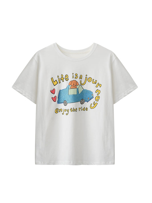 Illustration-Printed Cotton T-Shirt