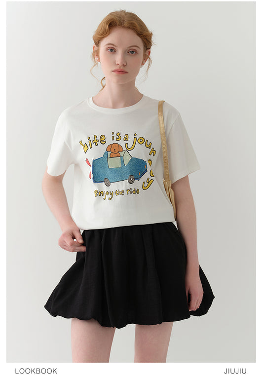 Illustration-Printed Cotton T-Shirt