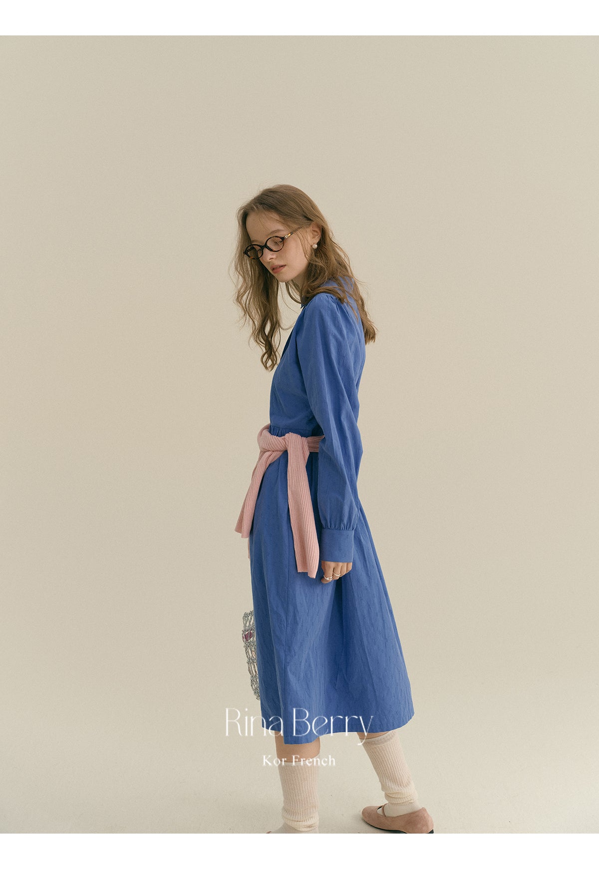 High-Waisted V-Neck Button-Up Shirt Dress