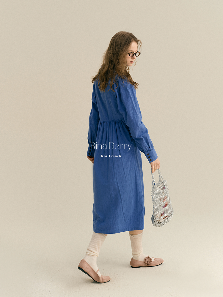 High-Waisted V-Neck Button-Up Shirt Dress