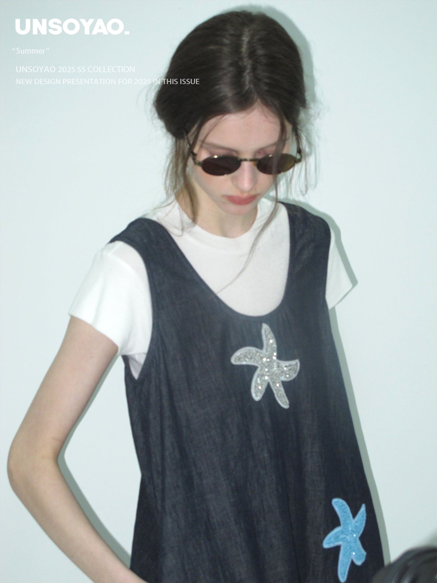 Sequin Starfish Pinafore Denim Dress