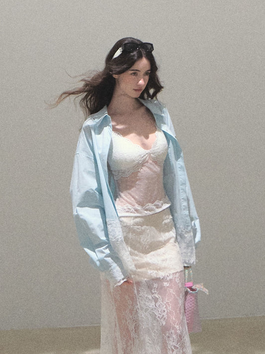 Lace Detailed Cotton Shirt