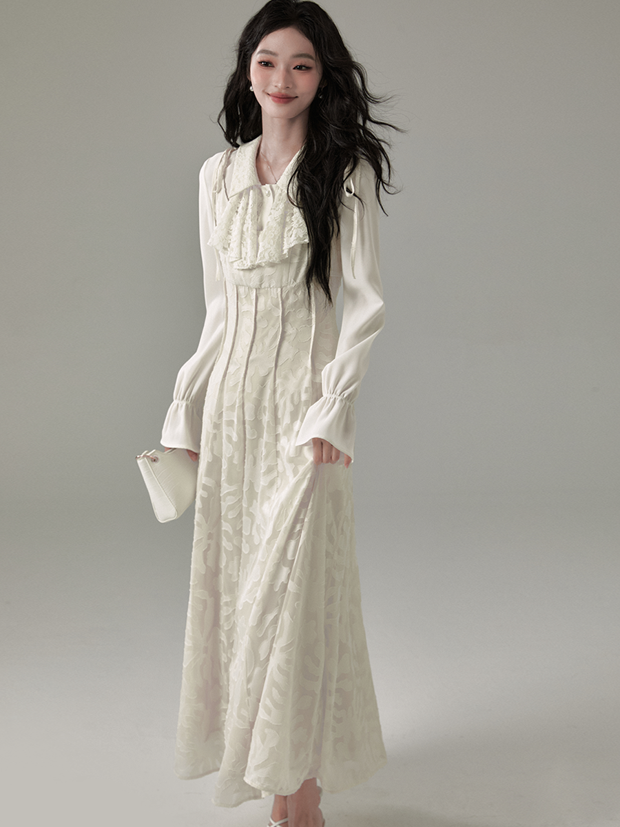 Patterned Tuck-Detail Strap Dress