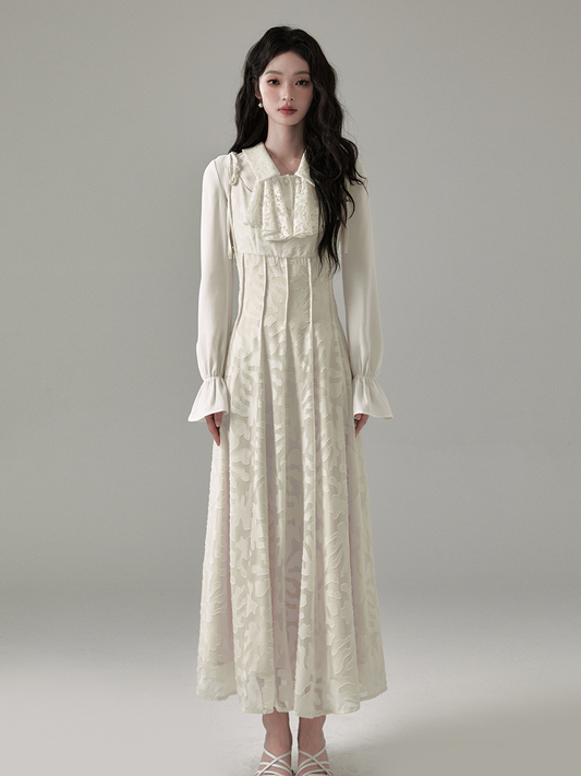 Patterned Tuck-Detail Strap Dress