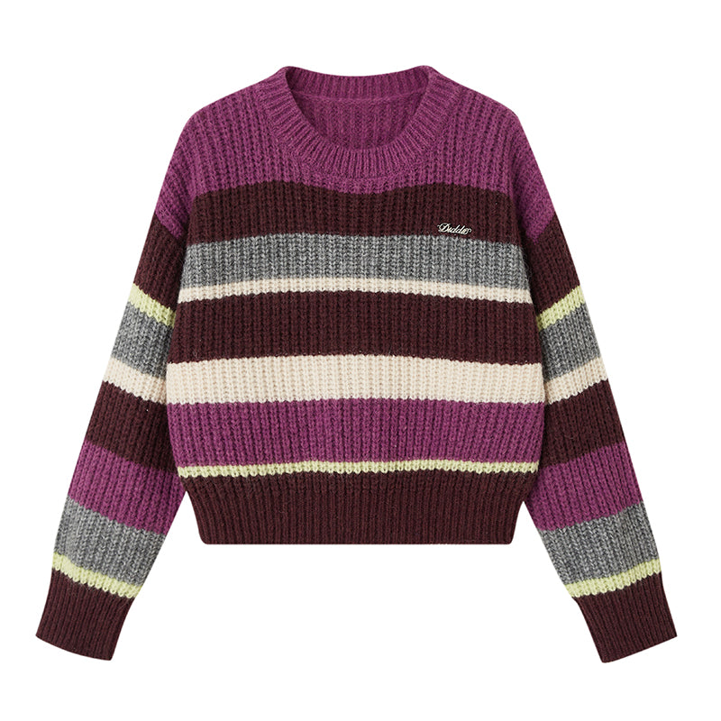 Oversized Multi-Color Striped Wool Blend Sweater