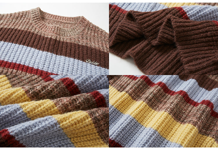 Oversized Multi-Color Striped Wool Blend Sweater