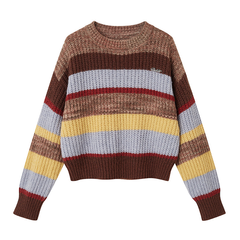 Oversized Multi-Color Striped Wool Blend Sweater