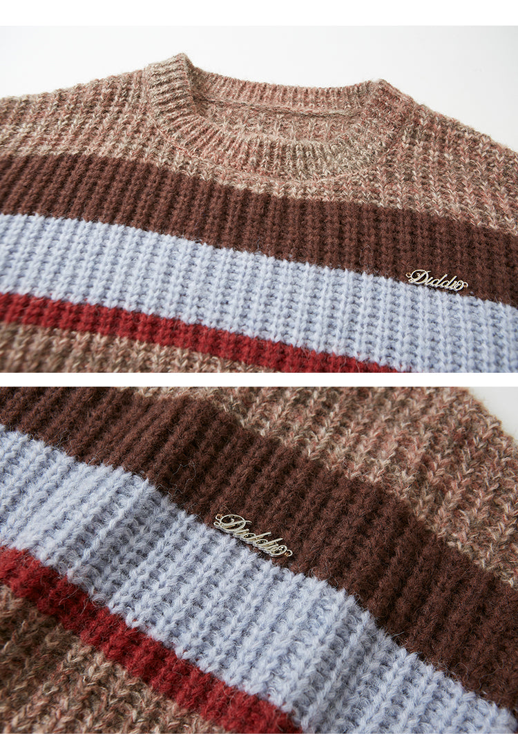 Oversized Multi-Color Striped Wool Blend Sweater