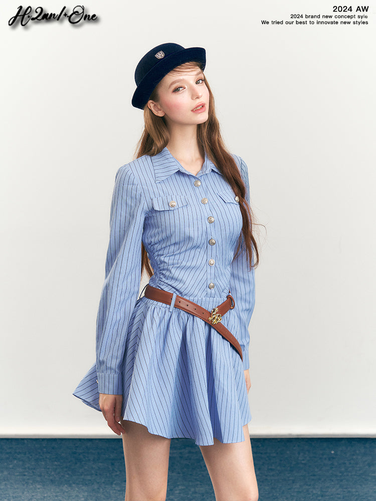 Button-Up Fit-And-Flare Shirt Dress