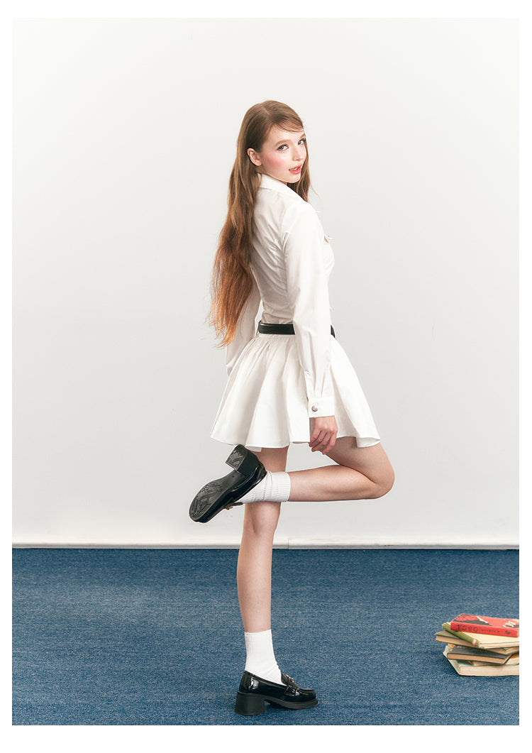 Button-Up Fit-And-Flare Shirt Dress