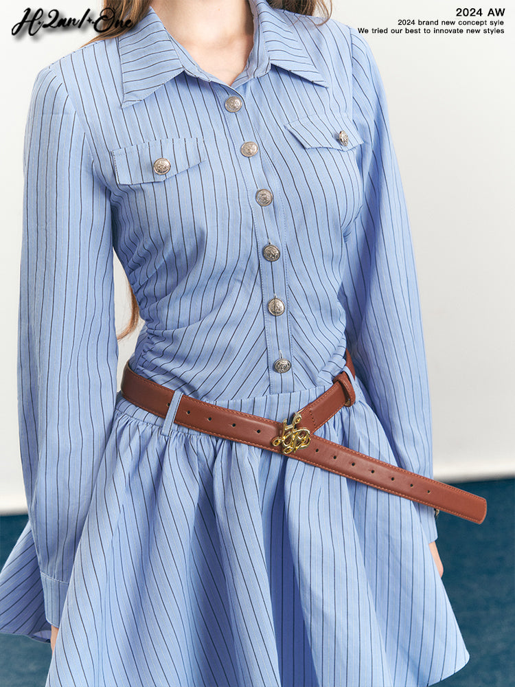 Button-Up Fit-And-Flare Shirt Dress
