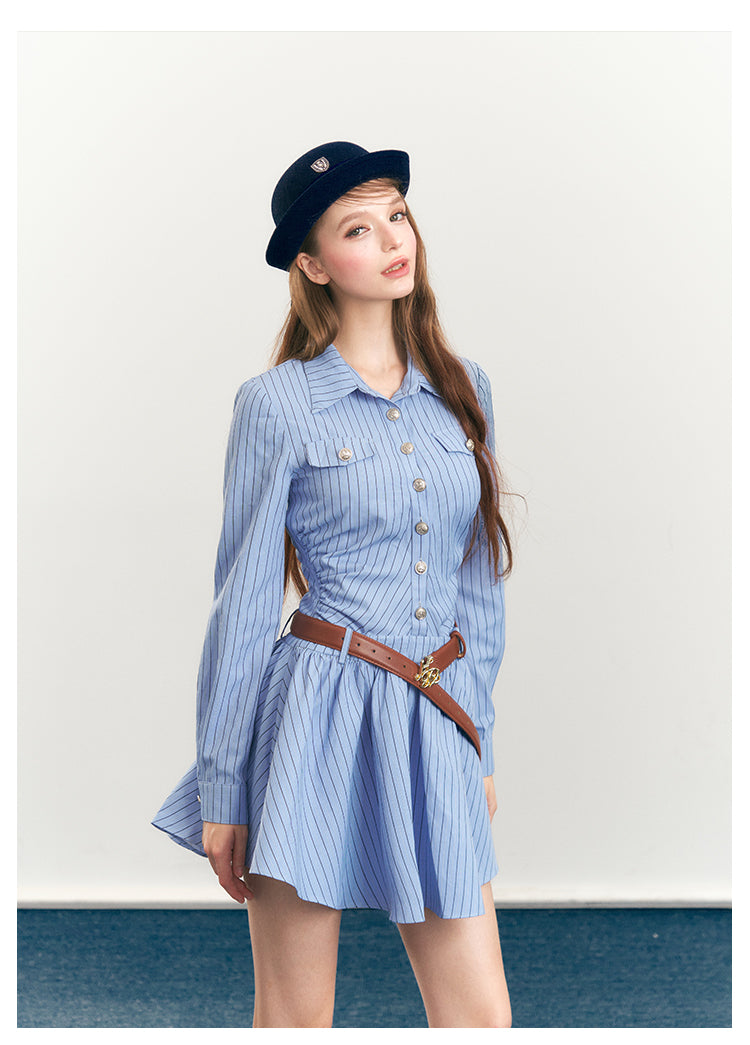 Button-Up Fit-And-Flare Shirt Dress