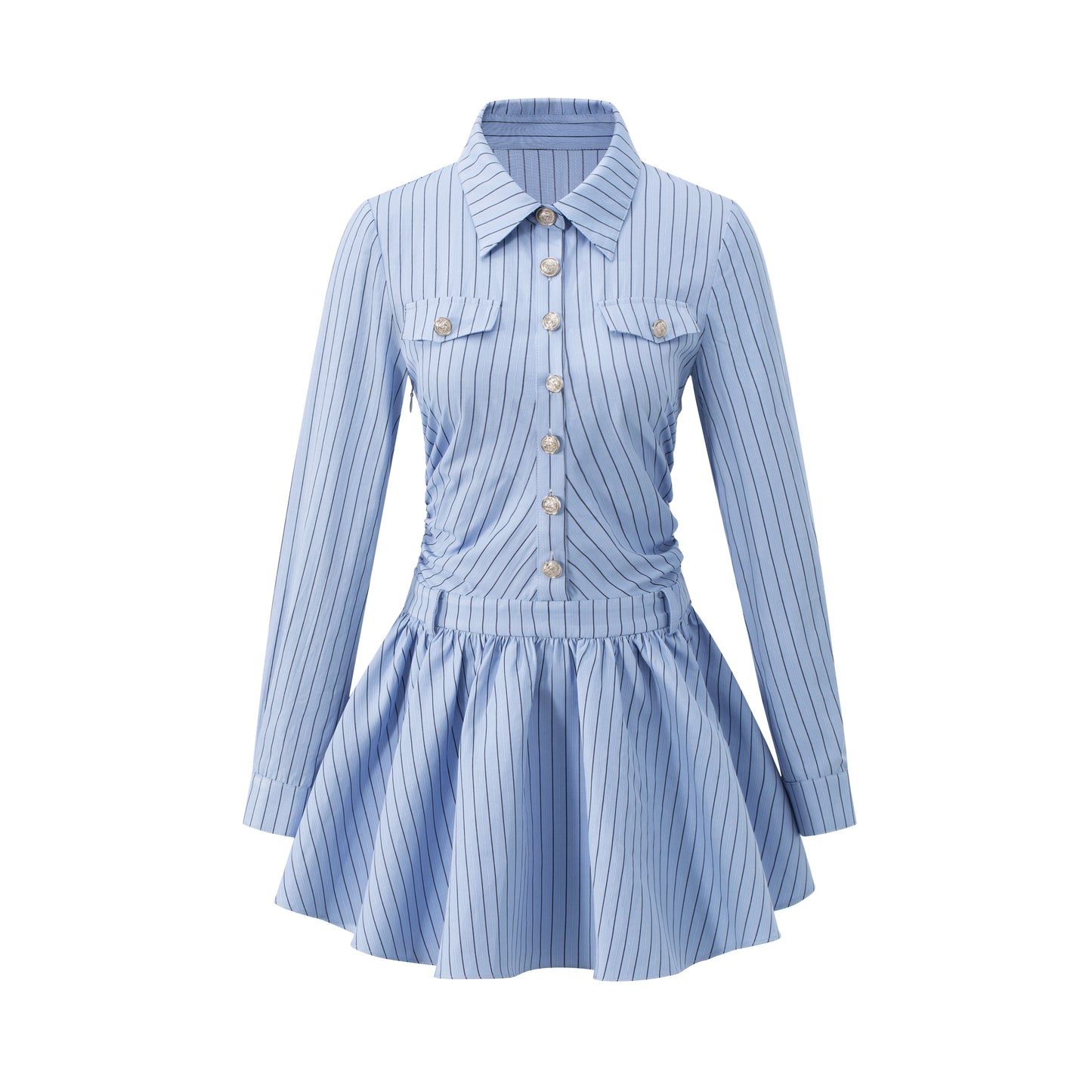 Button-Up Fit-And-Flare Shirt Dress