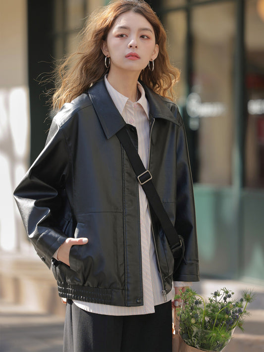 Minimal Faux Leather Jacket