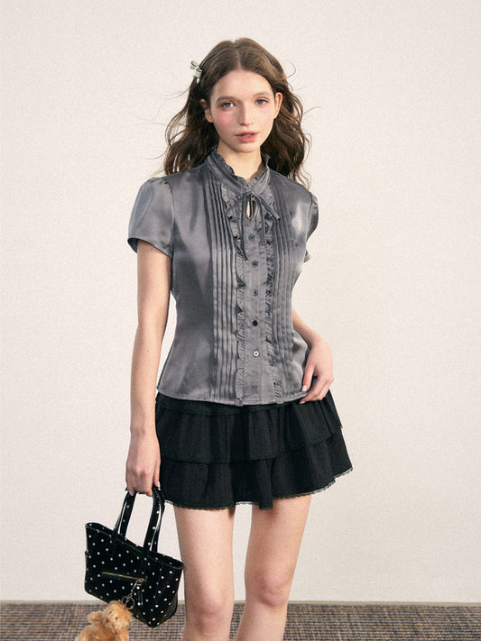 Crinkled Tiered Mini Skirt