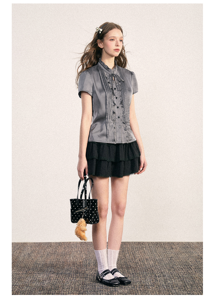 Crinkled Tiered Mini Skirt