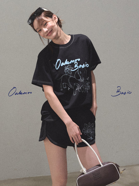 Relaxed Fit Puppy Print Tee & Shorts