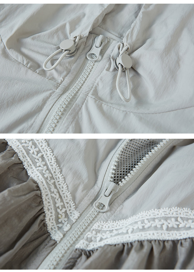Cape Hooded Lace Patchwork Wide Windbreaker