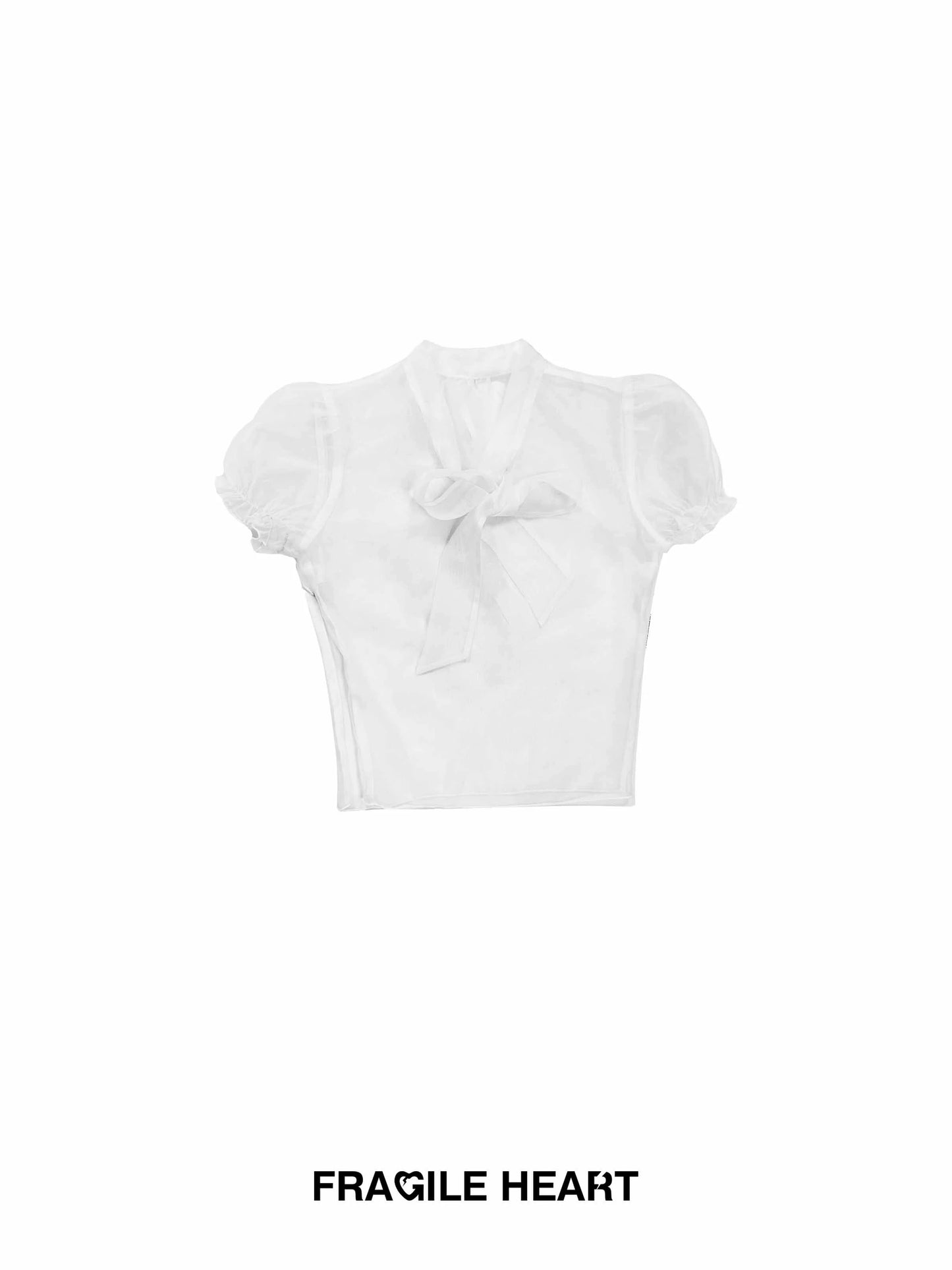 Puff Sleeve Organza Bow Tie Blouse and Mini Bubble Skirt