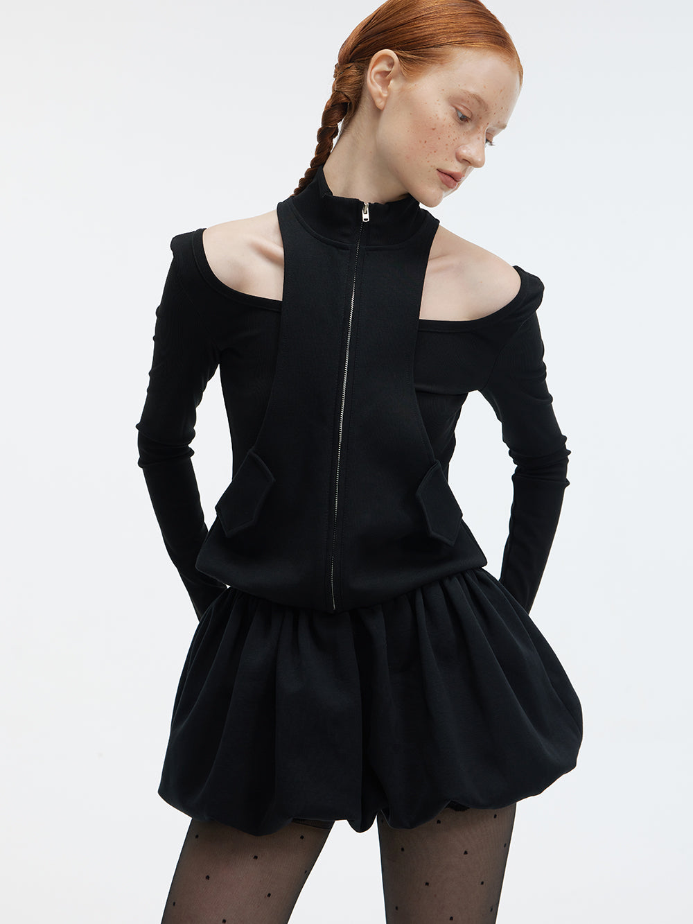 Lace Trimmed Mini Bubble Skirt With Under Shorts