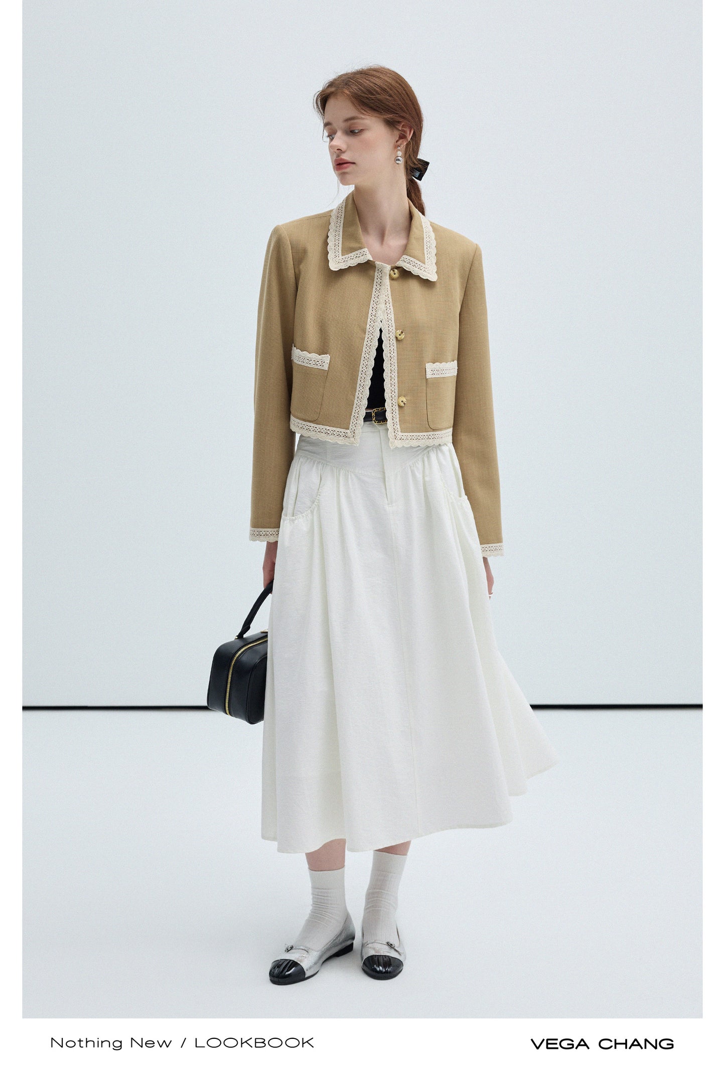 Woven Lace Trimmed Boxy Short Jacket