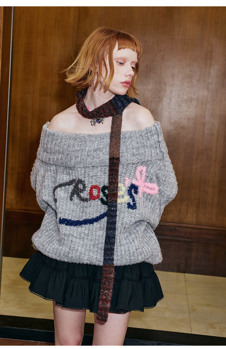 Color-Block Skinny Knit Scarf