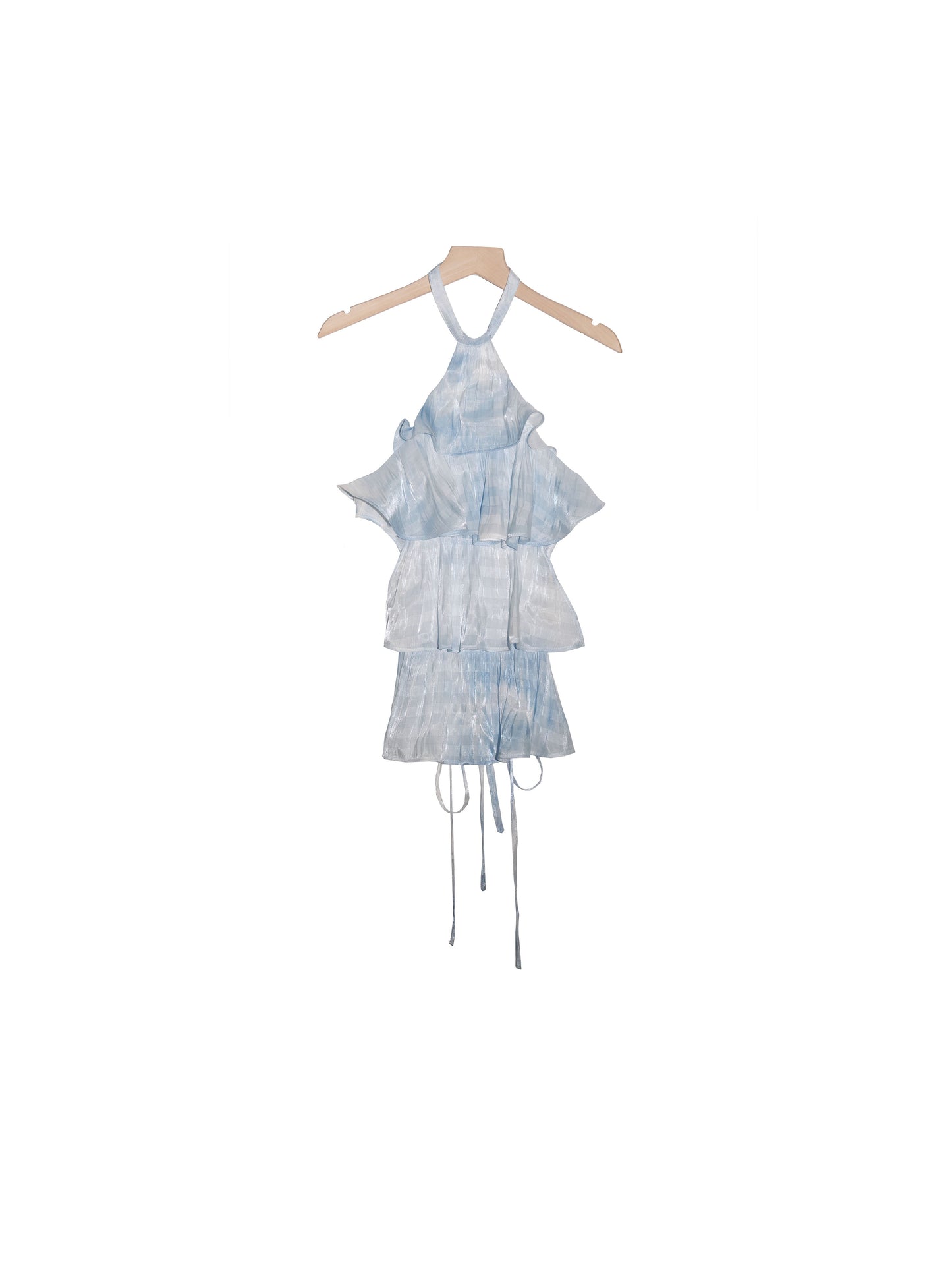 Frilled Open Back Halter Top And Long Skirt Set