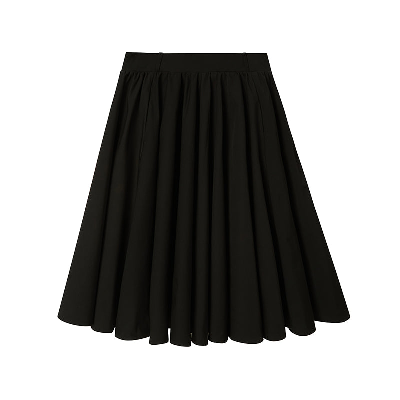 Draped Mid-Length Flared Zip Skirt