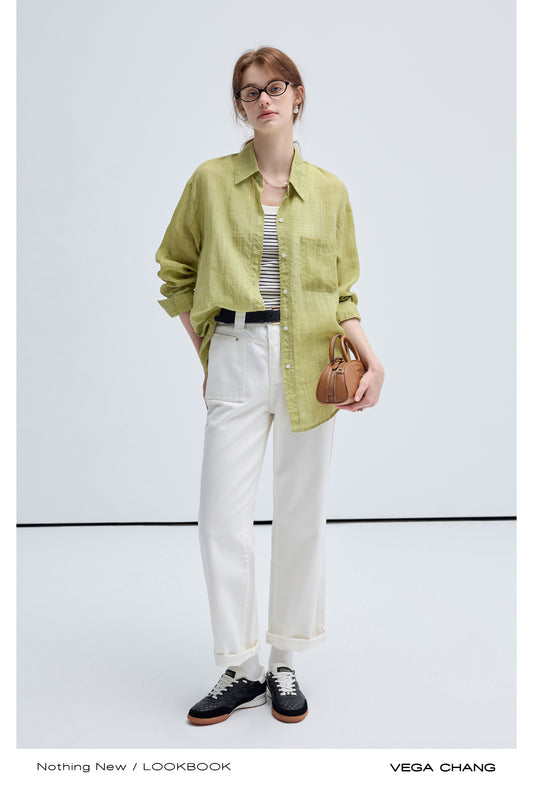 Relaxed Fit Lightweight Wrinkled Shirt