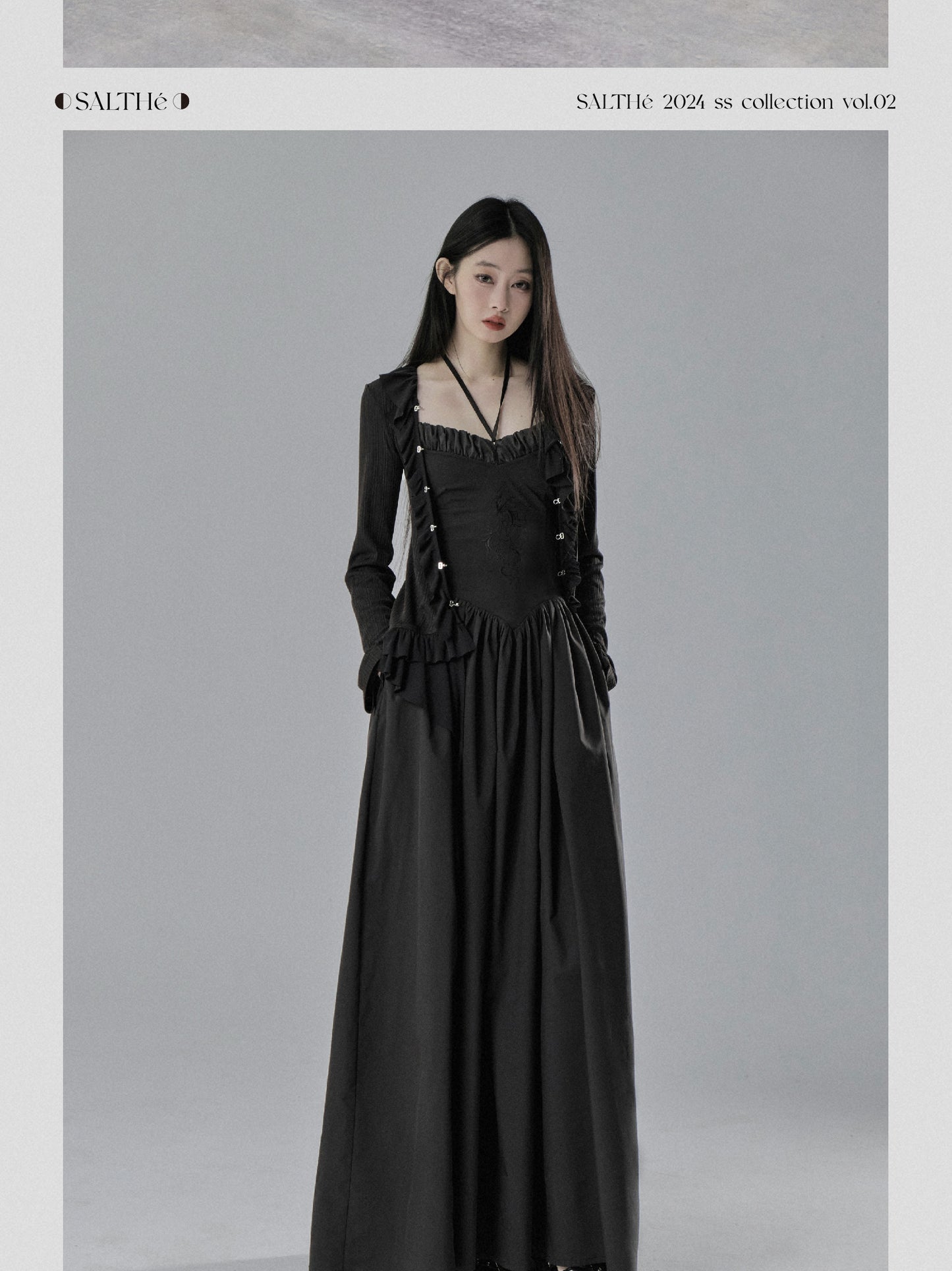 Dragon Embroidery Double-Strap Long Dress