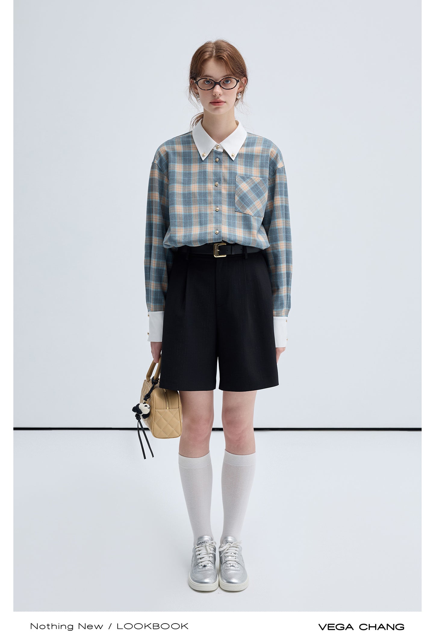 Yarn-Dyed Tartan Check Shirt With Gold Buttons